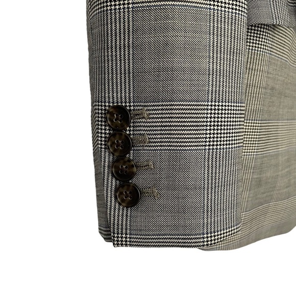 J Crew Glen Plaid Wool Ruffle Pocket Double Breasted Blazer Size 4 - Picture 11 of 16